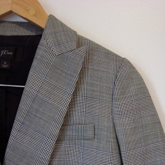 J Crew Glen Plaid Wool Blazer Jacket Gray Blue Double Breasted NEW NWOT Size 2 - Picture 7 of 16